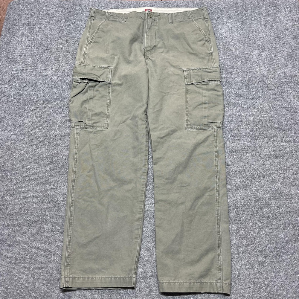 Levi's XX Cargo Pants Mens 38x32 Green Canvas Relaxed Straight Leg Workwear